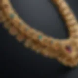 Close-up of gold necklace materials including raw gold and gemstones