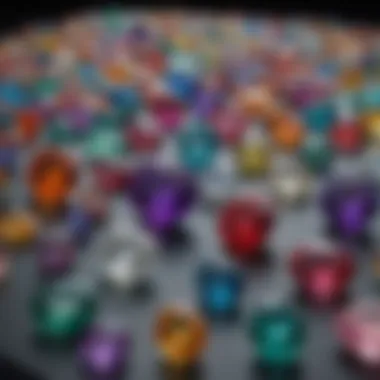 An array of polished gemstones on display, highlighting their luster and clarity