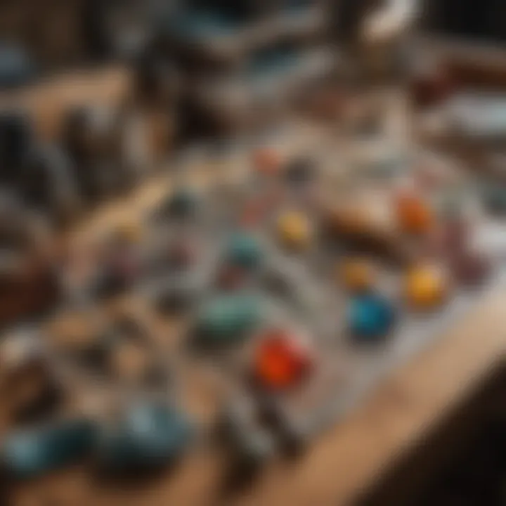A workspace filled with lapidary tools and materials, illustrating the creative environment