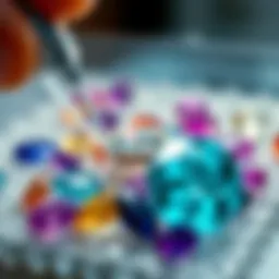 Luxurious gemstones being cleaned