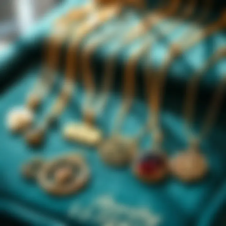 Diverse Styles of Personalized Necklaces A variety of personalized necklaces displayed on a velvet surface