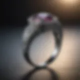 Close-up view of a platinum ring showcasing its unique luster and texture