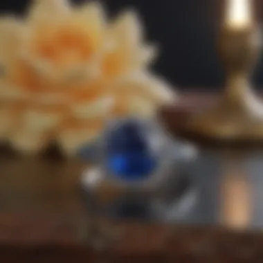 Beautiful Sapphire Engagement Ring in Romantic Setting Beautiful sapphire engagement ring nestled in a romantic setting