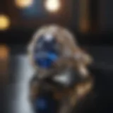 Elegant sapphire engagement ring displayed in a luxurious jewelry store