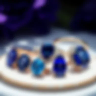 Artistic Arrangement of Tanzanite Jewelry Tanzanite jewelry set in an artistic arrangement, reflecting its cultural significance