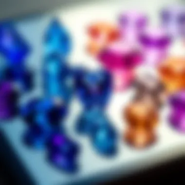 Color Range of Tanzanite A display of tanzanite in various shades, highlighting its color range