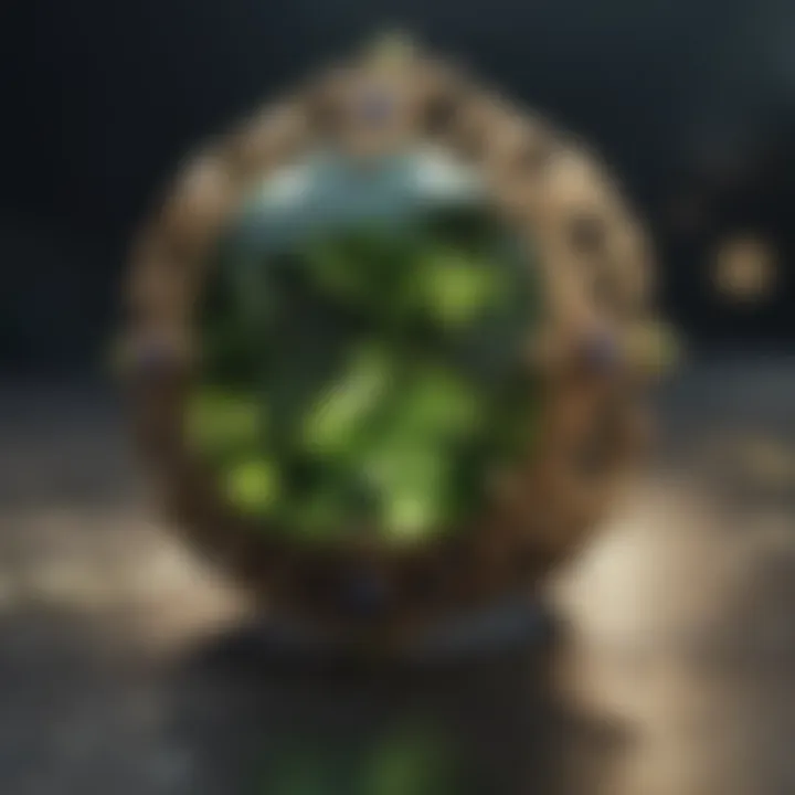 Artistic representation of historical folklore associated with peridot