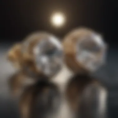 Close-up view of sparkling diamond stud earrings