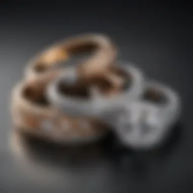 An elegant engagement ring next to a wedding band, symbolizing unity