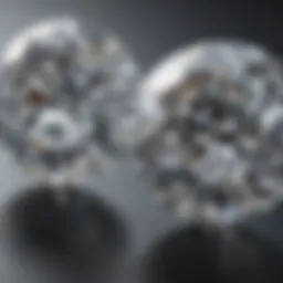 Close-up comparison of moissanite and diamond's brilliance