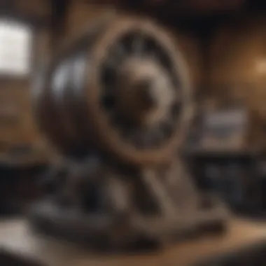 Historical mining equipment on display in a Montana mining town.