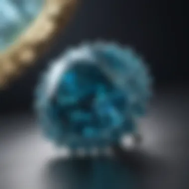 Close-up of a blue zircon gemstone showcasing its brilliance and color