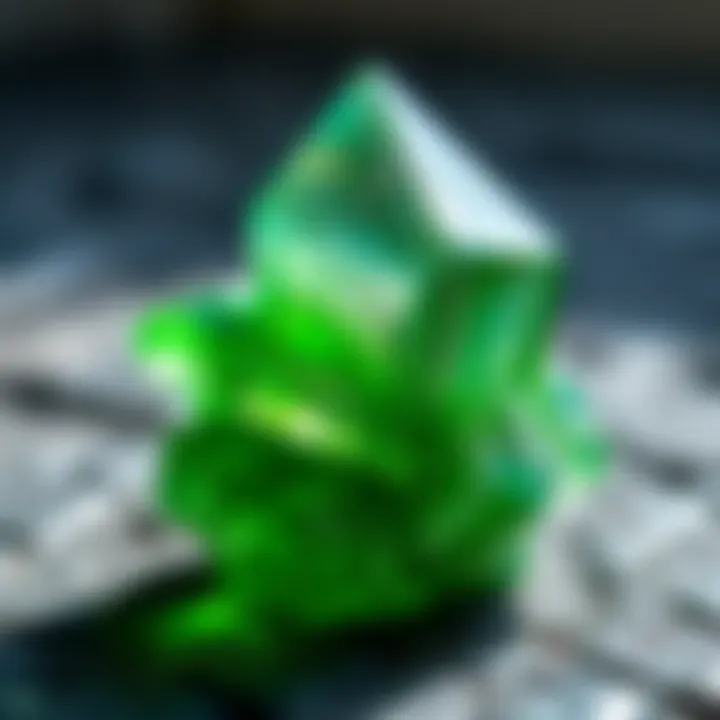 Notable The Intricacies of Green Crystal with White Lines