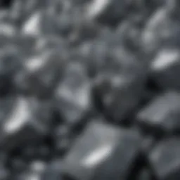 A close-up view of grey stone crystals showcasing their unique texture and patterns