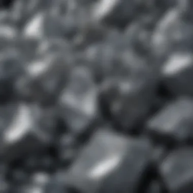 A close-up view of grey stone crystals showcasing their unique texture and patterns