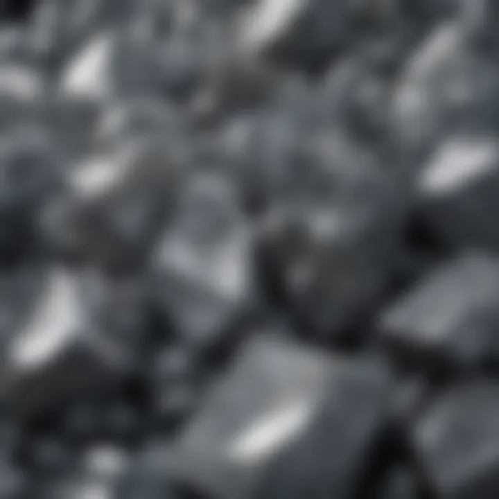 A close-up view of grey stone crystals showcasing their unique texture and patterns