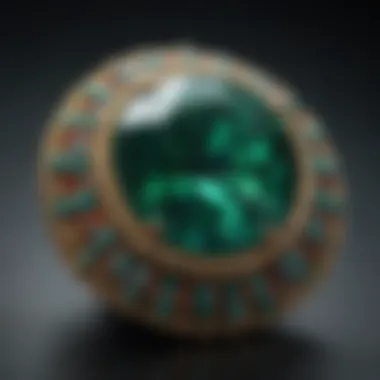 Close-up of an emerald gemstone showcasing its vivid green color and clarity