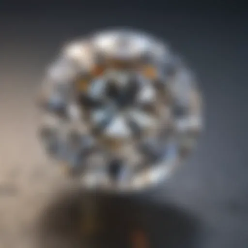 A close-up view of a moissanite gem showcasing its brilliance and fire.