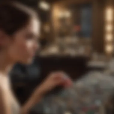 Jewelry Examination in Store Customer examining jewelry in a shop