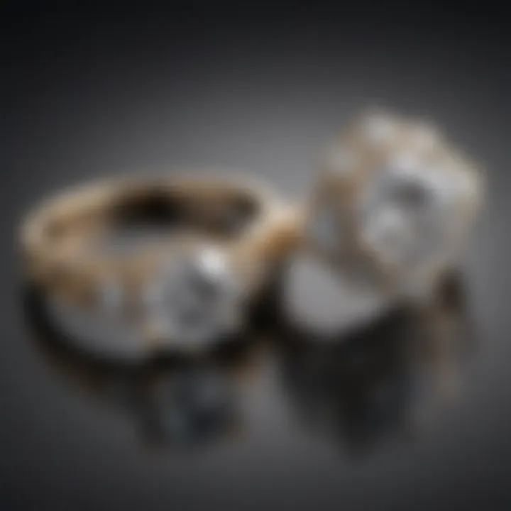 Elegant jewelry display featuring various two carat diamond rings