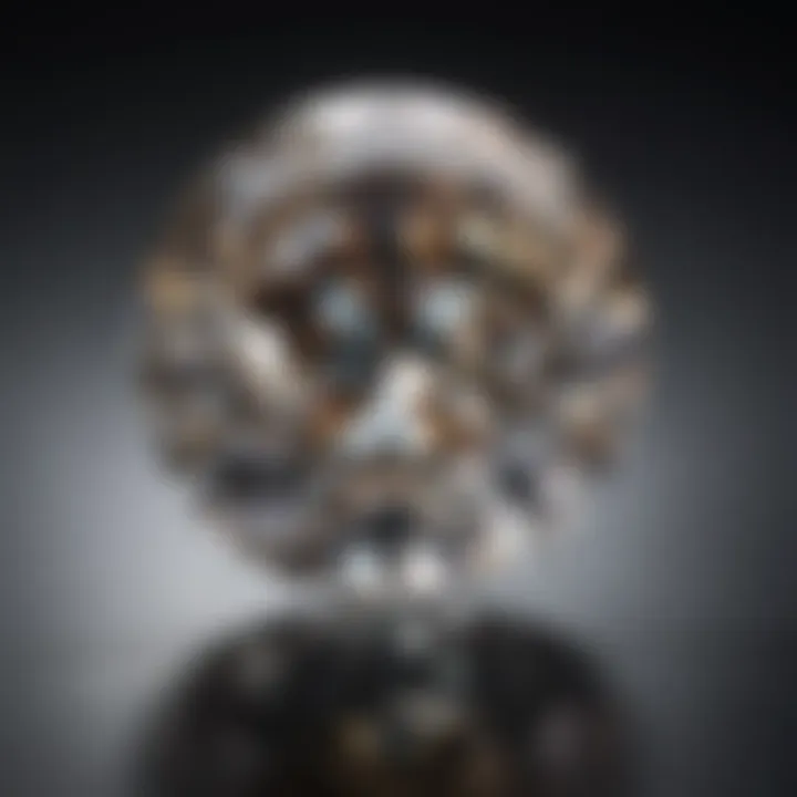 A close-up view of a one carat diamond reflecting light