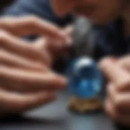 Close-up of a gemstone being examined by a jeweller