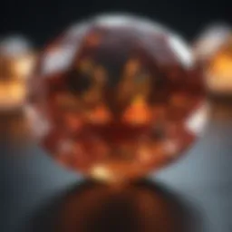 Close-up of a gemstone under evaluation