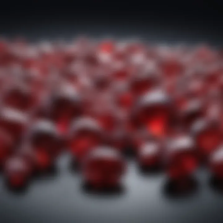 An assortment of garnet stones in various shapes and sizes displayed elegantly.