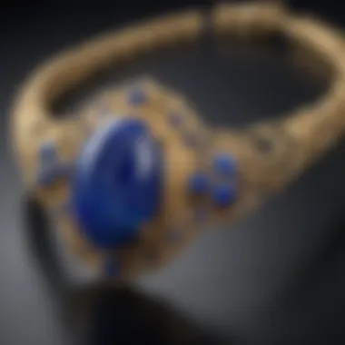 A close-up view of lapis lazuli jewelry, emphasizing its beauty and popularity in modern adornment.