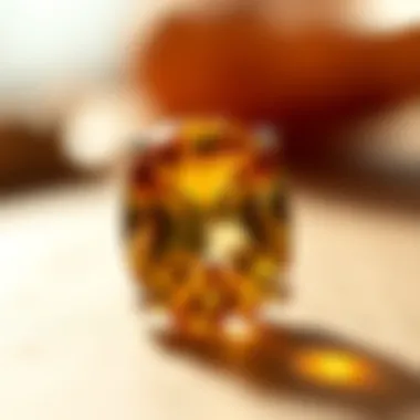 A vibrant citrine stone showcasing its warm colors and clarity.