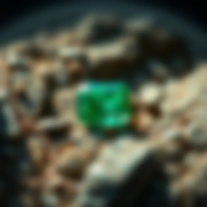 Emerald in its natural geological setting