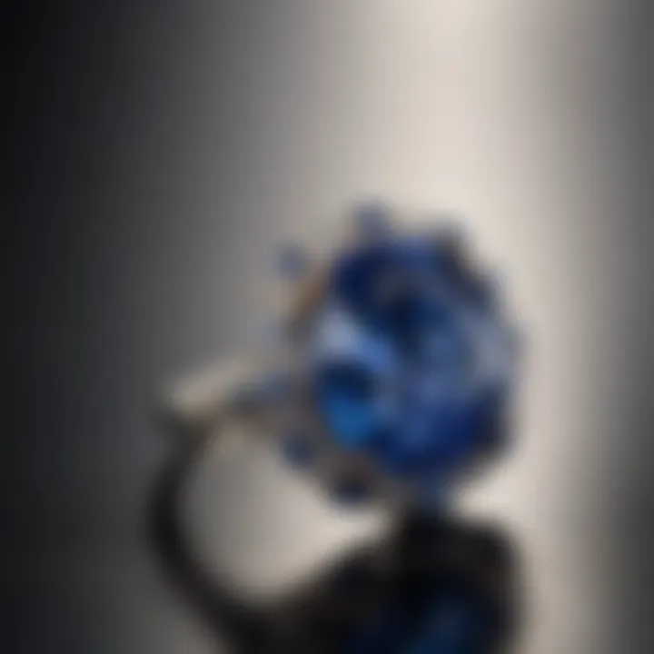 A beautiful sapphire set in an elegant piece of modern jewelry, representing contemporary aesthetics.