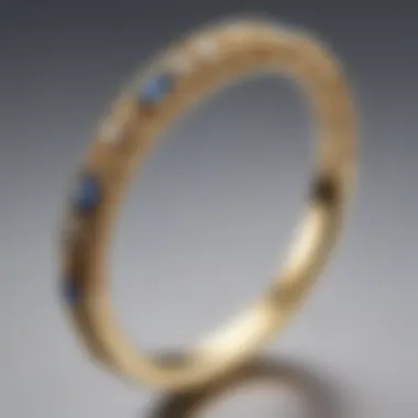 Intricate Details of a Thin Gold Band Elegant thin gold engagement band with intricate details