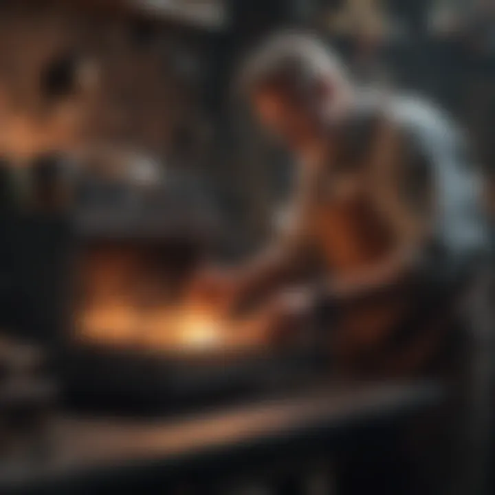 Craftsman using burnout oven for jewelry fabrication