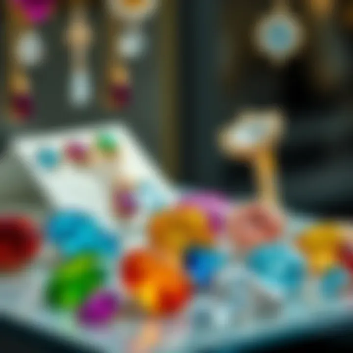 Exploring the Diversity of Gemstones and Their Carat Weights An elegant jewelry display featuring assorted gemstones with varying carat weights