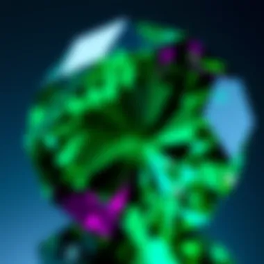 A close-up view of a high-quality alexandrite gem highlighting its intricate facets