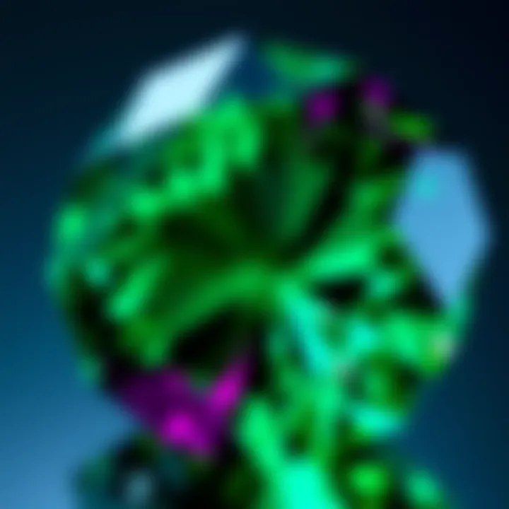 A close-up view of a high-quality alexandrite gem highlighting its intricate facets