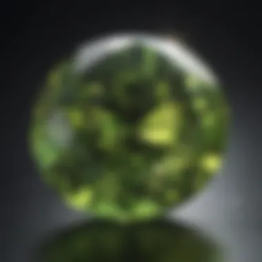 Close-up of the August birthstone showcasing its unique texture and clarity