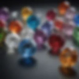 An array of birthstones representing different months