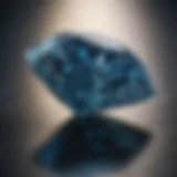 Close-up of a blue diamond showcasing its unique color and clarity
