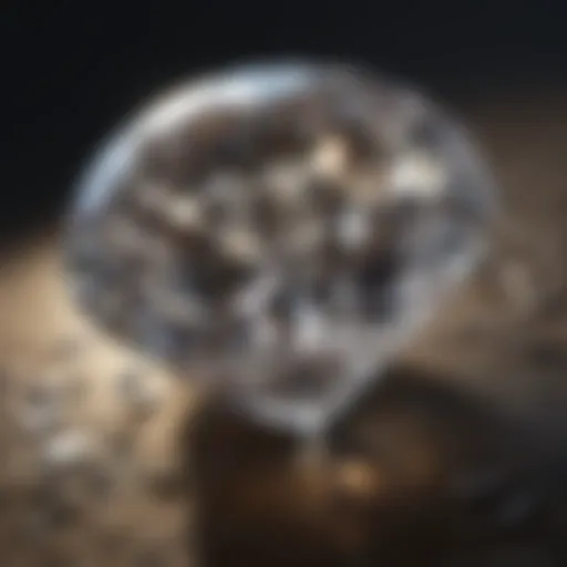 Close-up of a diamond with a focus on carat weight