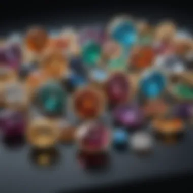 Elegant Display of Certified Gemstones An elegant display of various certified gemstones in a jewelry setting.