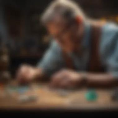 Gemologist at Work A professional gemologist examining a gemstone with specialized tools.