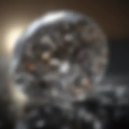 Close-up of a diamond showcasing clarity characteristics