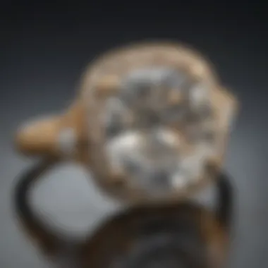 Close-up view of a diamond ring highlighting its clarity and cut