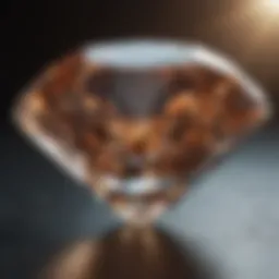 Close-up of a diamond showcasing clarity features