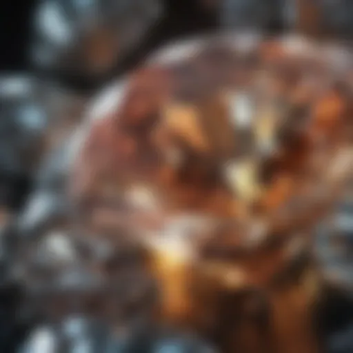 Close-up view of diamond inclusions showcasing internal characteristics