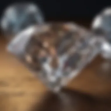 Close-up view of a diamond showcasing clarity imperfections