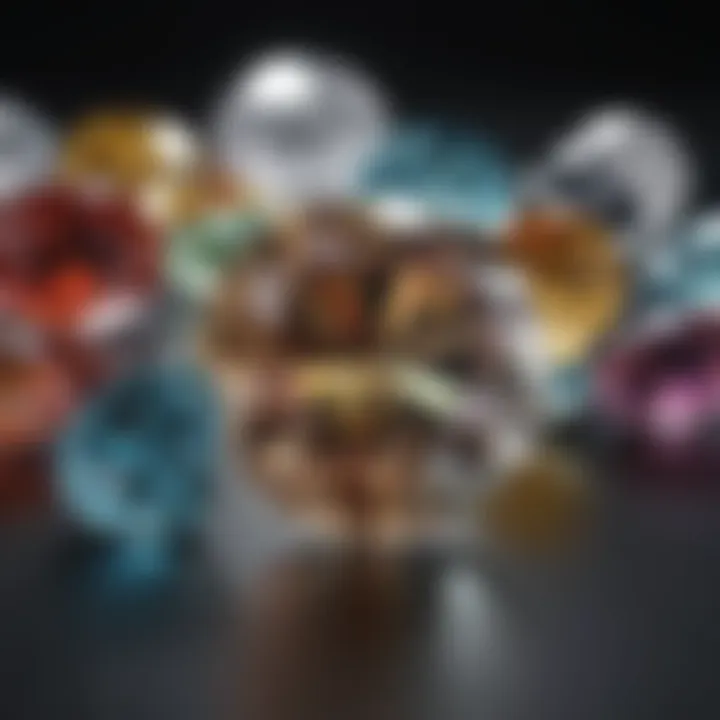 An array of diamonds exhibiting a spectrum of colors