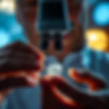 Gemologist evaluating a diamond with a loupe